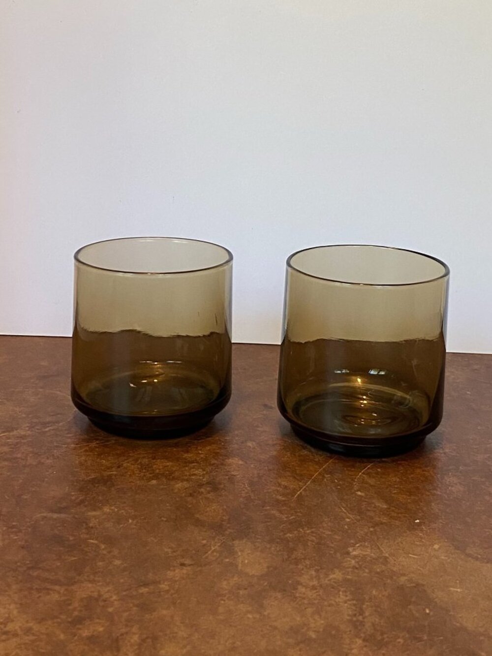 Vintage Libbey Accent Smoked Amber Brown Tawny Tumblers Glasses Cocktail